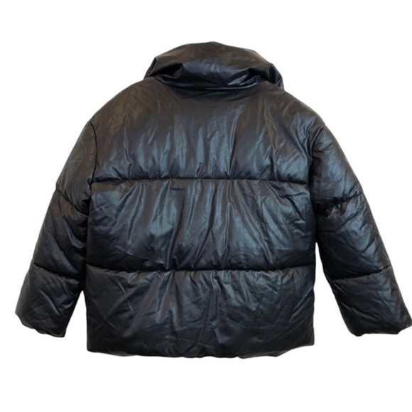 Vigoss Black Faux Leather Puffer Jacket - Picture 12 of 13